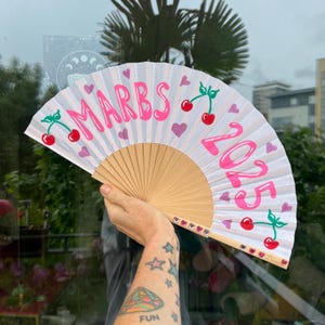 Personalised CUSTOM TEXT / DESIGN Black or White Print Folding Festival / Rave / Party Hand Fan image 13