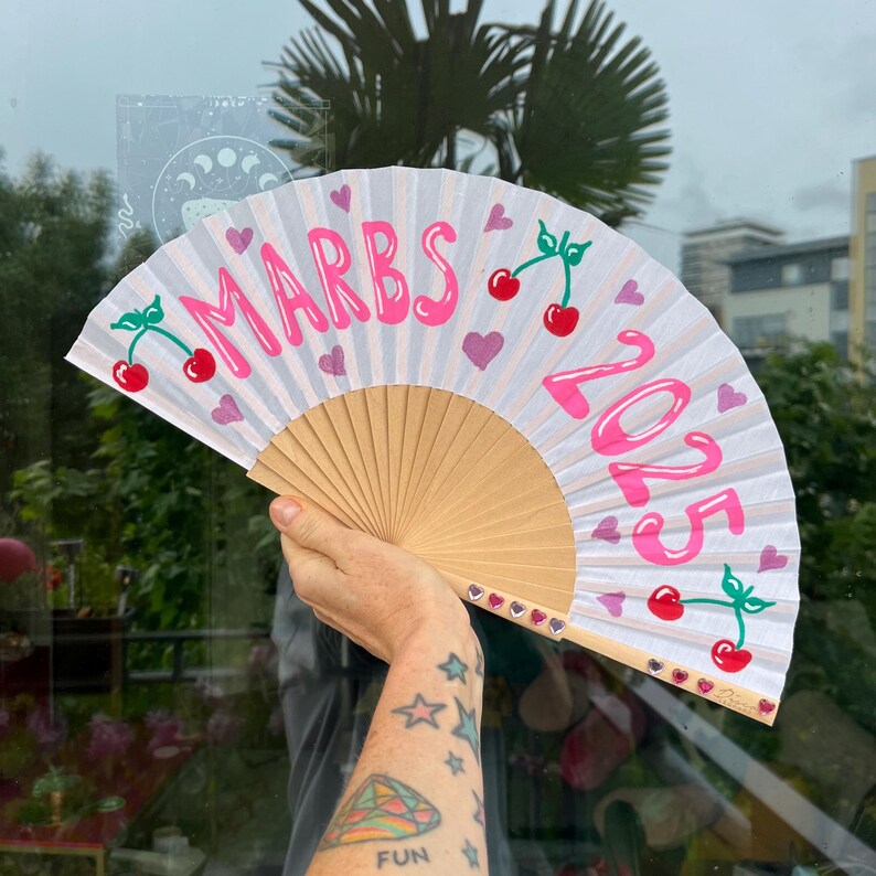 Personalised CUSTOM TEXT / DESIGN Black or White Print Folding Festival / Rave / Party Hand Fan image 13