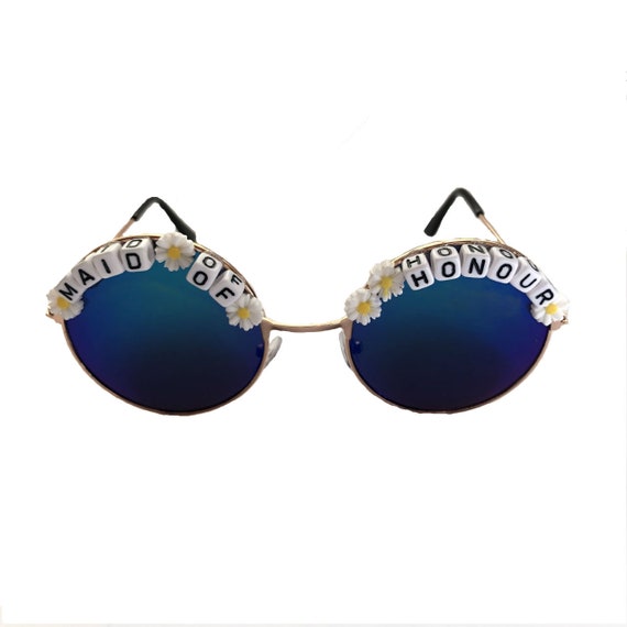MAID <3 OF <3 HONOUR Round Hen Party Festival Sunglasses - Custom Designs Available