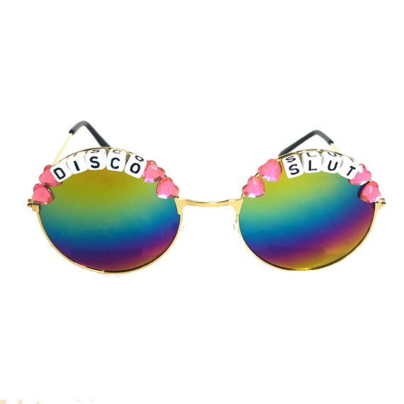 DISCO <3 SLUT Round Festival Sunglasses - Custom Designs Available