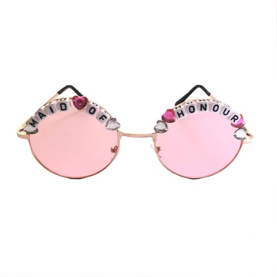 MAID OF HONOUR Round Hen Party or Wedding Sunglasses - Custom Designs Available