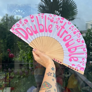 Personalised CUSTOM TEXT / DESIGN Black or White Print Folding Festival / Rave / Party Hand Fan image 6