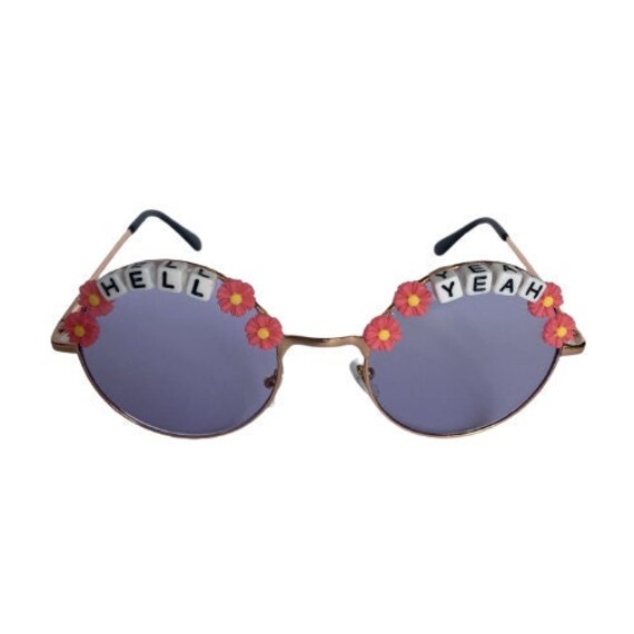 HELL YEAH Round Colour Tint Festival Sunglasses - Personalised Available