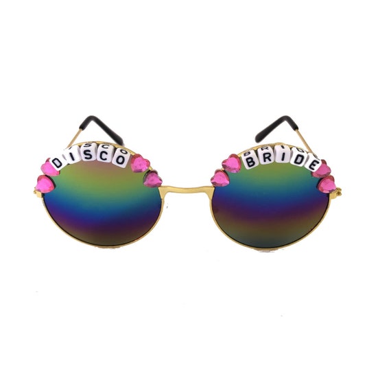 DISCO <3 BRIDE Rainbow Mirror Hen Party Festival Sunglasses - Custom Designs Available
