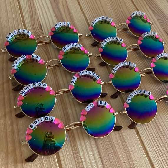 Set of 10 Pairs Wedding/ Hen Party Round Festival Sunglasses - Custom Designs Available