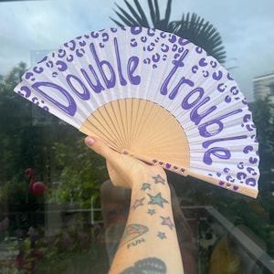 Personalised CUSTOM TEXT / DESIGN Black or White Print Folding Festival / Rave / Party Hand Fan image 3
