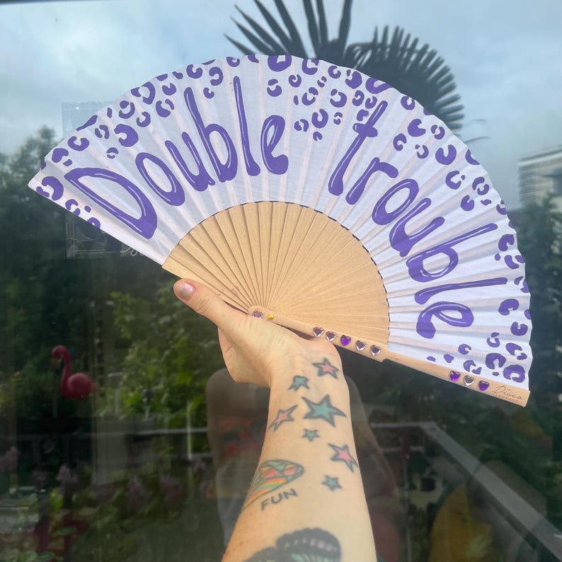Personalised CUSTOM TEXT / DESIGN Black or White Print Folding Festival / Rave / Party Hand Fan image 3