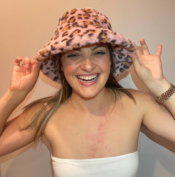 Fluffy Pink LEOPARD PRINT Faux Fur 