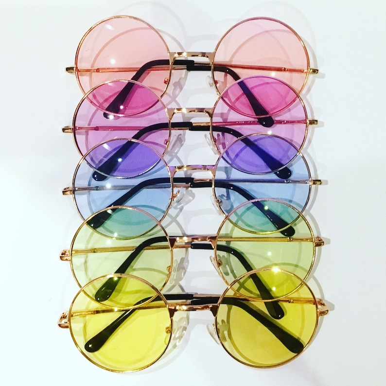 TECHNO 3 BITCH Round Colour Tint Festival Sunglasses Custom Designs Available