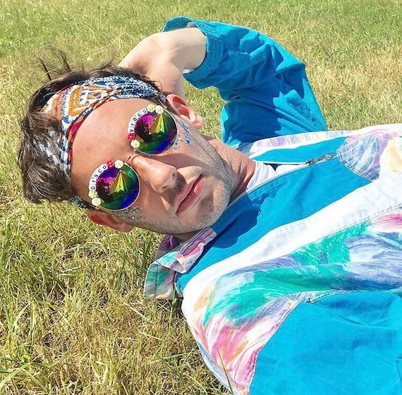 DISCO <3 VIBES Round Rainbow Mirror Festival Sunglasses - Custom Designs Available
