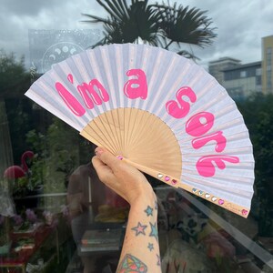 Personalised CUSTOM TEXT / DESIGN Black or White Print Folding Festival / Rave / Party Hand Fan image 19