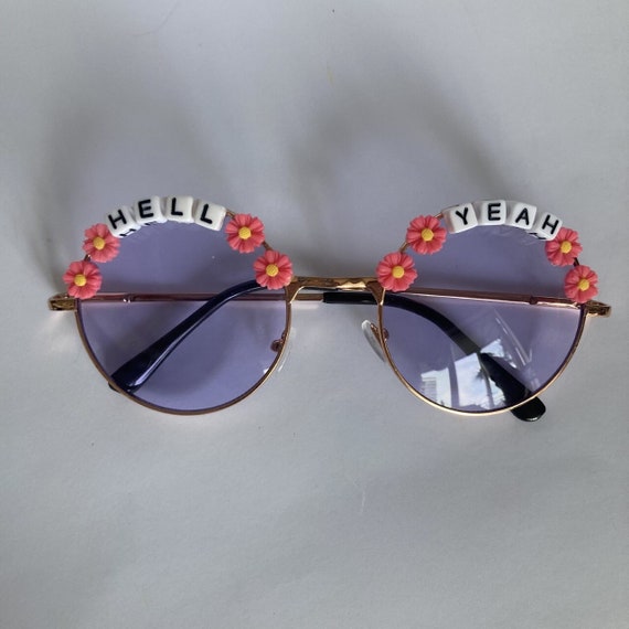 HELL YEAH Round Colour Tint Festival Sunglasses - Personalised Available