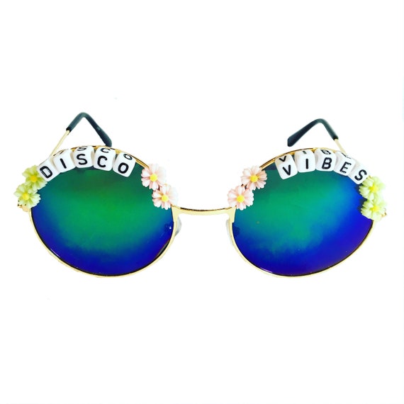 DISCO VIBES Round Festival Sunglasses - Custom Designs Available