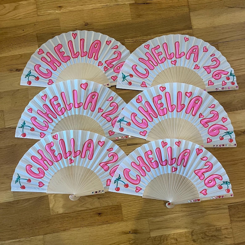 Personalised CUSTOM TEXT / DESIGN Black or White Print Folding Festival / Rave / Party Hand Fan image 20
