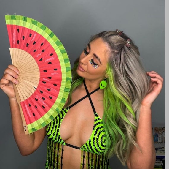 WATERMELON Fruit Pink Print Folding Festival / Rave / Party Hand Fan