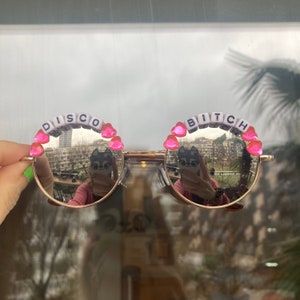 DISCO BITCH Round Rainbow Mirror Festival Sunglasses Custom Designs Available / Party / Rave image 6