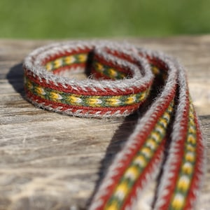 10 tablet geweven band, tablet weven, Vikingriem, middeleeuwse riem, gitaarriem, camerariem, hoofdband, wollen heupriem.