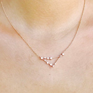 山羊座の金のネックレス、クリスマスプレゼントの女性用ネックレス山羊座、天体星座 14k ネックレス、星座の金のネックレス
