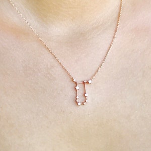 Gemini gold birthstone necklace, Celestial diamond necklace, Zodiac jewelry gemini 14k gold necklace, Christmas gift astrology gold necklace