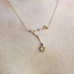 Pisces gold necklace, Christmas Gift necklace for her, Constellation birthstone necklace, Zodiac pisces jewelry, Celestial gold necklace image 7