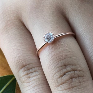 Mothers Day Rose Gold Ring, Rose Gold Promise Ring, Anniversary Ring, Delicate Diamond Ring, Birthstone Ring, Christmas gift ring for her image 2