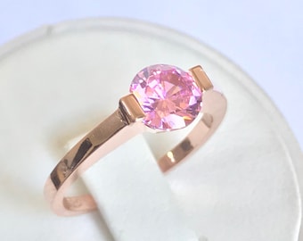 Chirstmas gift solitaire gold rings for women, White gold engagement rings for her, Rose gold promise rings, April birthstone diamond rings