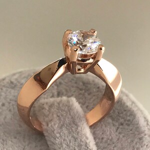 Christmas gift engagement ring, Rose gold solitaire ring for women, 14k solitaire gold ring for engagement, Solitaire gold rings for women