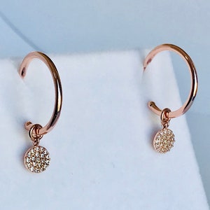 Rose gold hoop earrings for her  Rose Gold hoop earrings 14k for women, 14k Rose gold hoop earrings with CZ, Hoop earrings