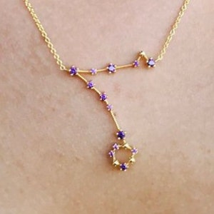 Pisces zodiac jewelry gold necklace, Celestial gold necklace, Christmas gift astrology necklace for her, Constellation birthstone necklace