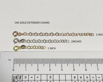 14k gold extender chain with spring clasp, Chain extension, Rose gold extender, White gold extender, 14k Extra chain, Adjustable necklace,