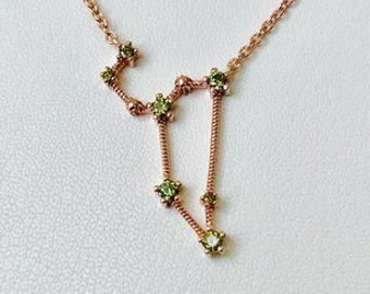 Leo gold necklace, Celestial christmas gift necklace, Zodiac jewelry birthstone necklace, Astrology necklace, Constellation gold necklace