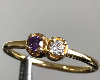 Birthstone Gold Rings, Custom Dual Birthstone Ring, Birthday Gold Ring, 14k Valentines Day Ring, 14k His And Her Ring, Christmas Gift Rings