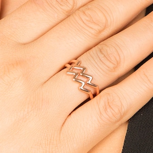 Aquarius Zodiac 14k Gold Rings, Zodiac Sign Jewelry Ring, Astrology Sign Jewelry, Horoscope Gold Ring, Rose Gold Rings, Christmas Gift Rings