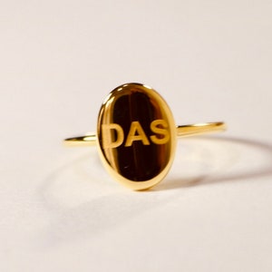 Personalized Engraved Rose Gold Ring, Personalized Initial Gold Ring, Message Ring, Monogram Signet Ring, Christmas Gift Love Ring Jewelry,