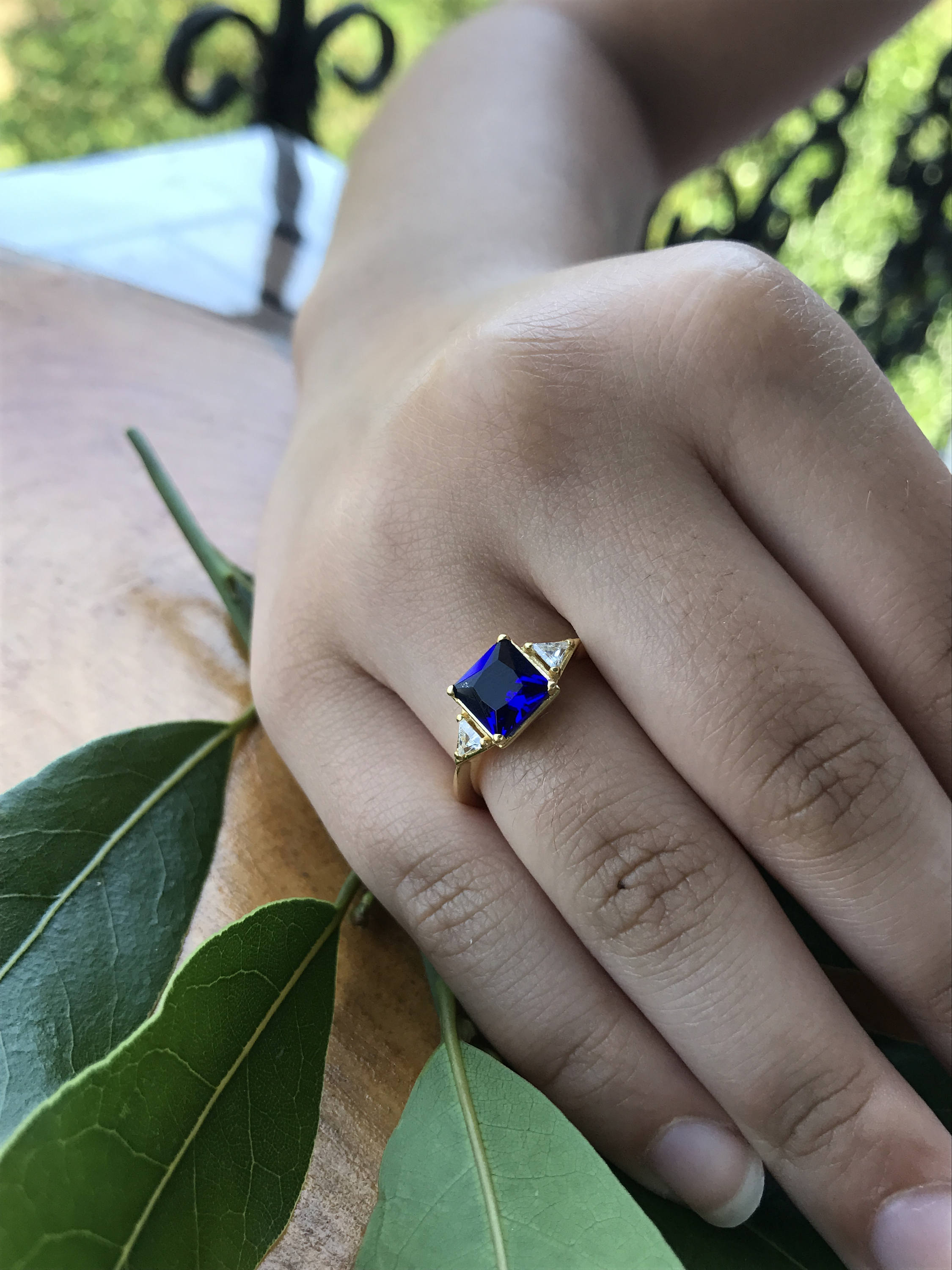Square sapphire engagement rings sale