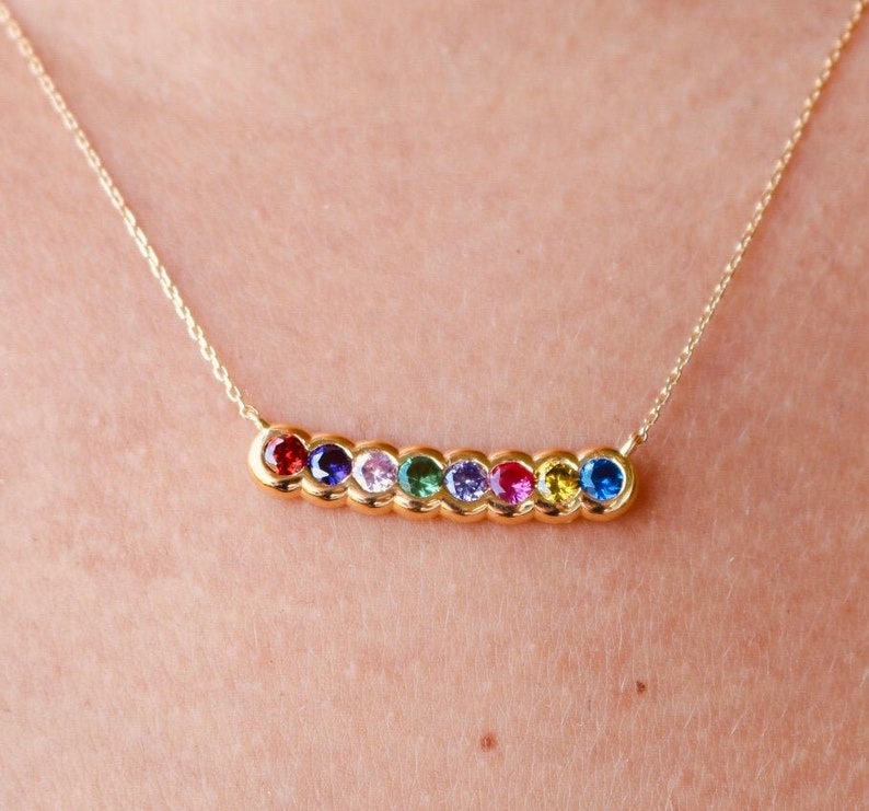 14k Gold Birthstone Necklace For Women, 14k Birthstone Necklace For Mothers, Custom Birthstone Necklaces For Grandma, Christmas Gift for mom image 2