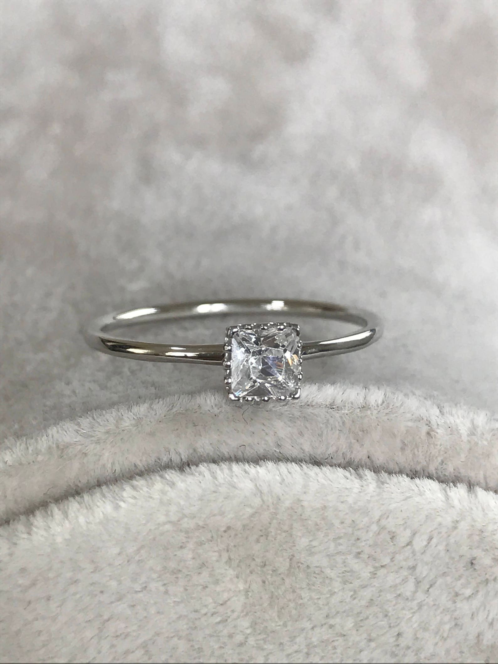 White Gold Engagement Ring Christmas Gift Gold Promise Ring Etsy