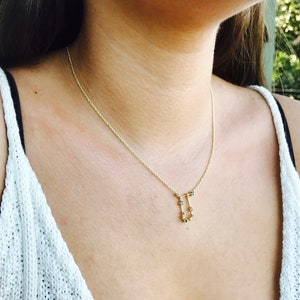 Gemini gold birthstone necklace, Celestial diamond necklace, Zodiac jewelry gemini 14k gold necklace, Christmas gift astrology gold necklace image 9