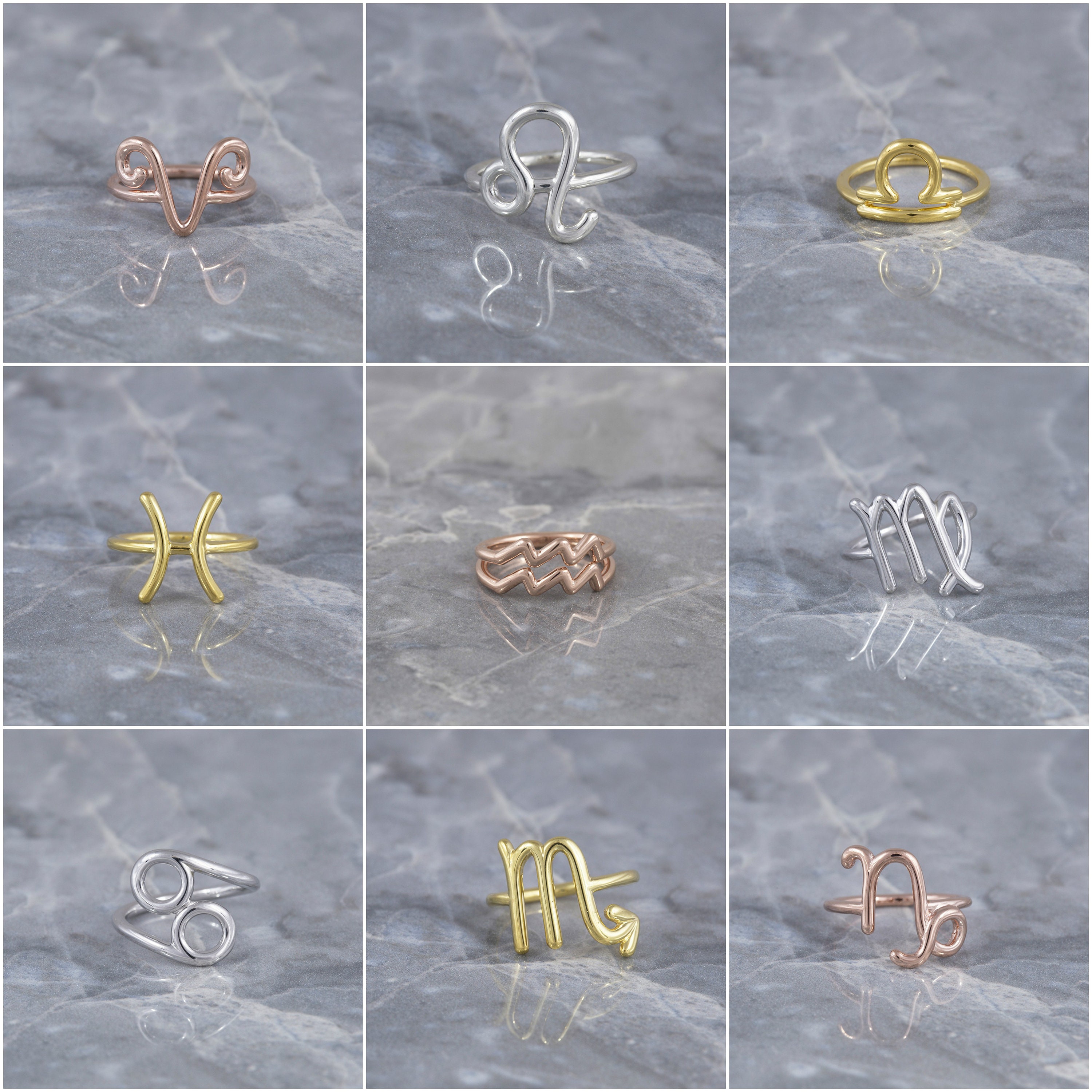 Horoscope Sign Capricorn 14k Rings, Astrology Signs Jewelry Rings ...