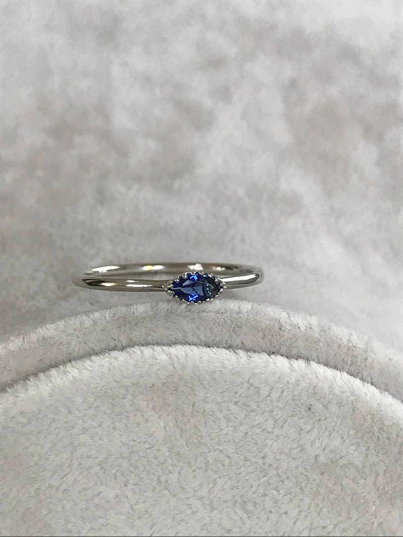 Gold Sapphire Ring White Gold Ring Christmas Gift Gold Ring - Etsy