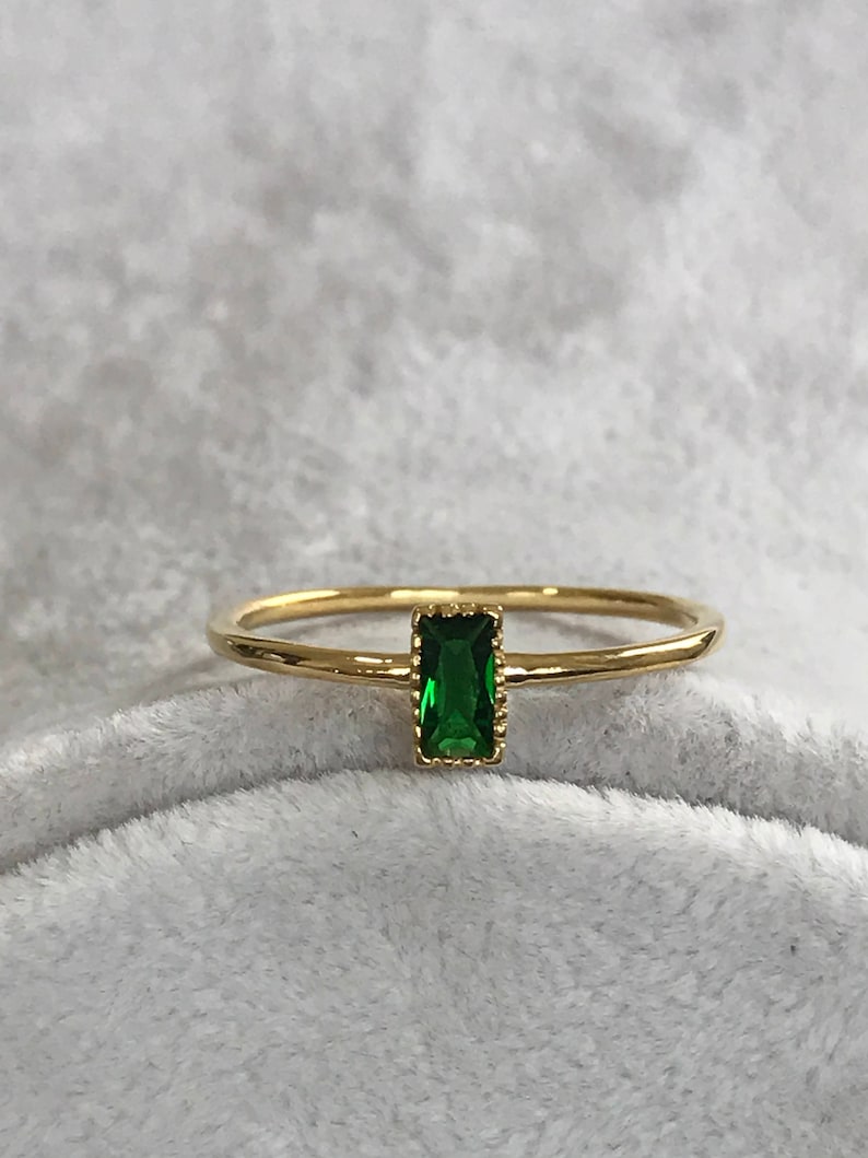 Yellow Gold Ring Birthstone Ring Baguette Ring Bridal Rings Wedding Rings Promise Ring Engagement Ring Simple Engagement Ring