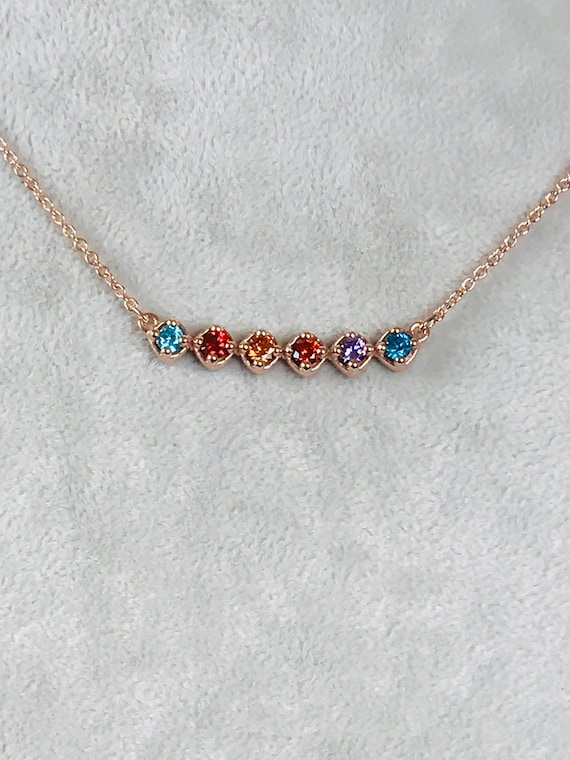 Christmas Gift Family Birthstone Necklace, Mothers Day 14k Necklace For Her, 14k Custom Necklace For Her, Birthstone Gold Necklace For Mom