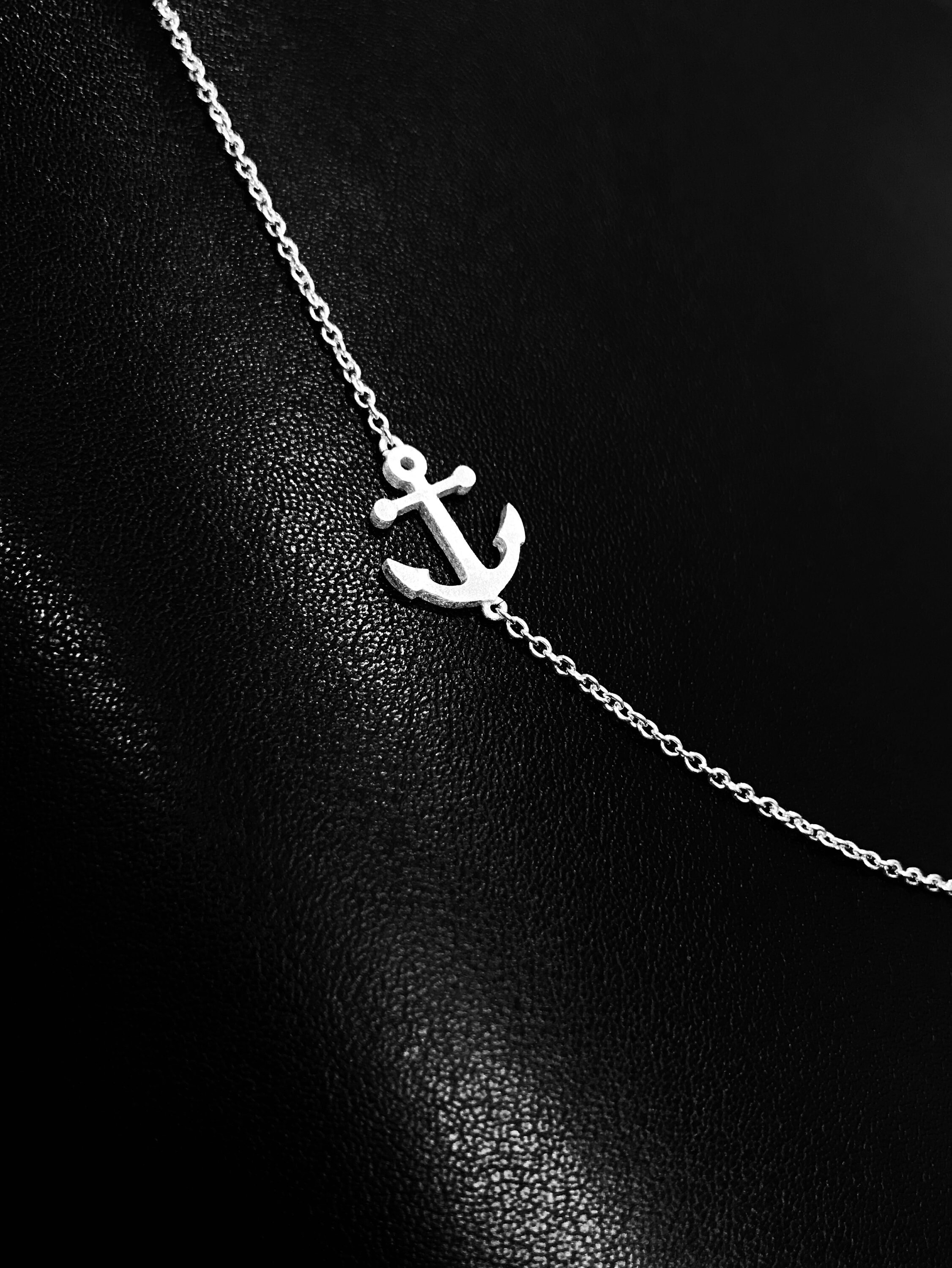 Rose Gold Anchor Necklace Tiny Gold Anchor Sideways Necklace Etsy UK