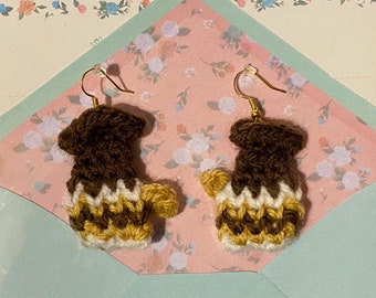 Bernie Sanders MITTEN earrings -  amigurumi crochet with hypoallergenic hooks