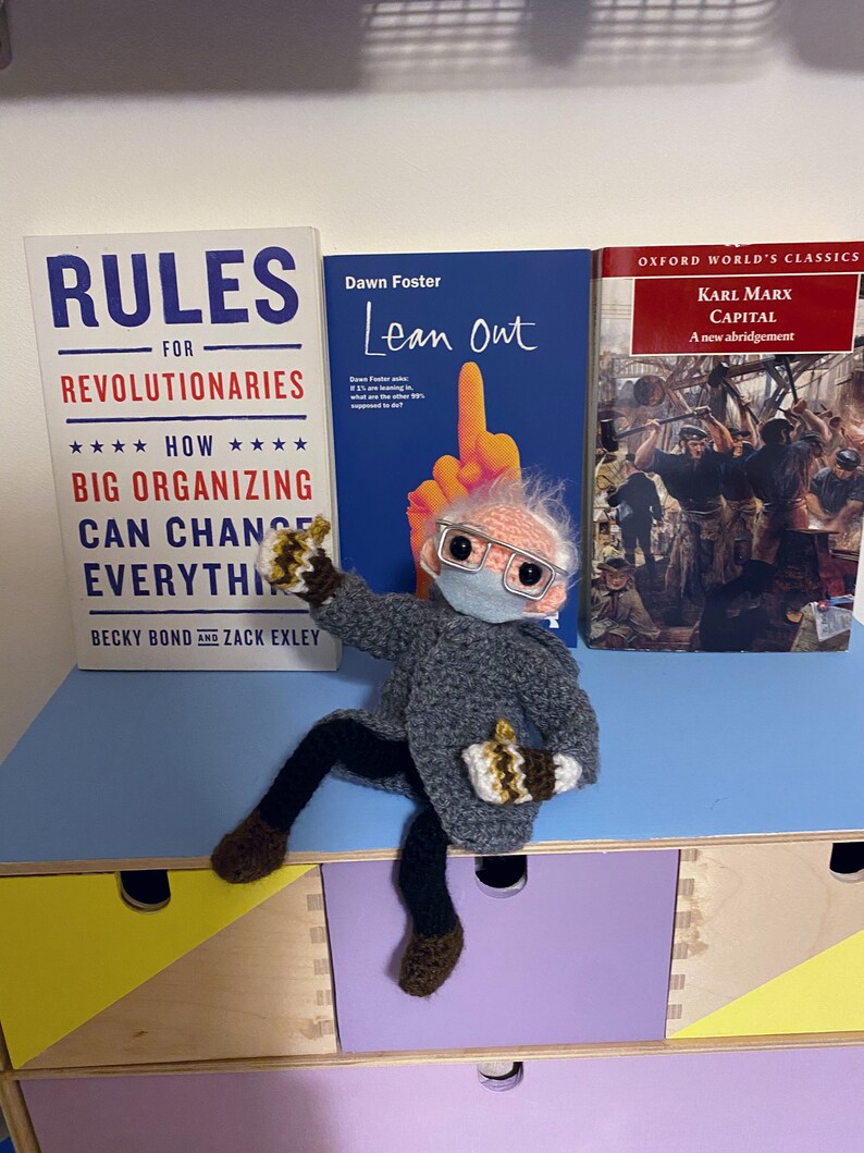 BERNIE SANDERS DOLL  with mittens  poseable crochet toy image 3