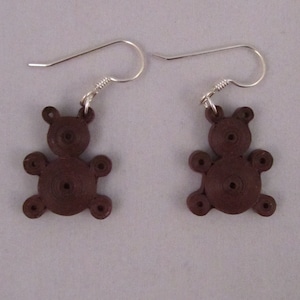 Paper Quilled Teddy Bear Earrings Handmade image 1