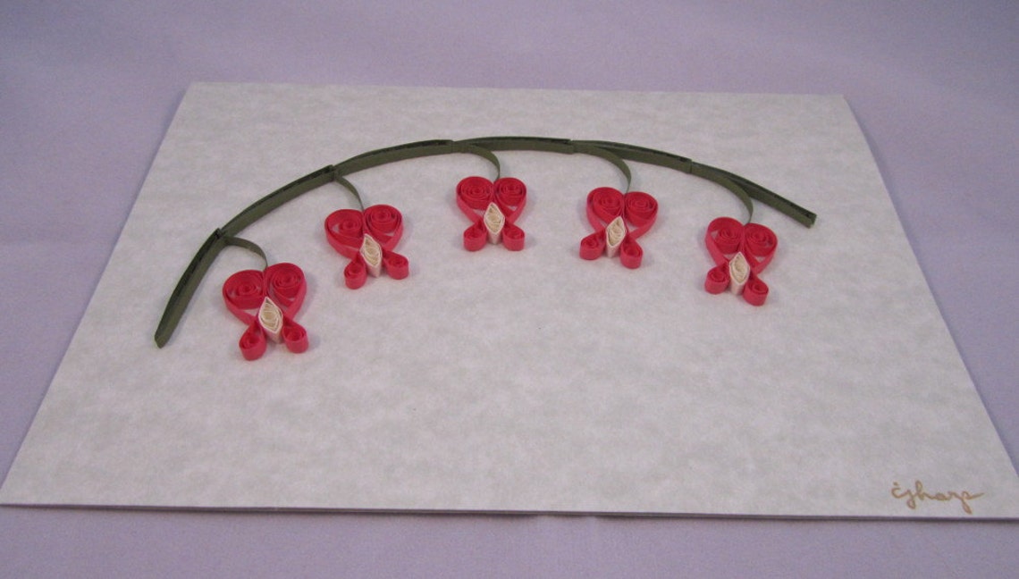 Bleeding Heart Quilled Card Etsy
