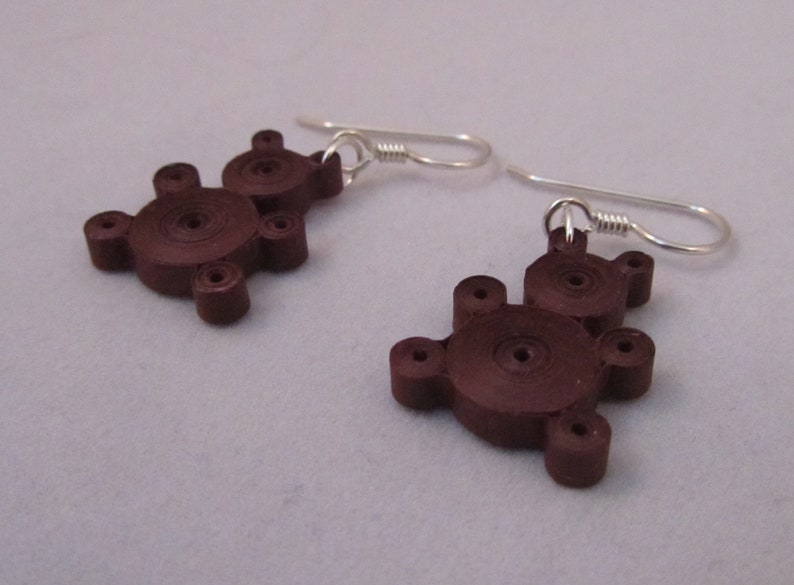 Paper Quilled Teddy Bear Earrings Handmade image 4