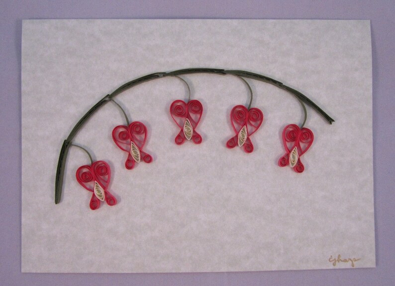 Bleeding Heart Quilled Card Etsy