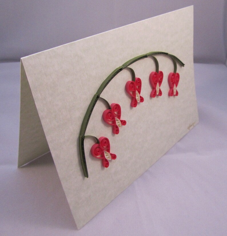 Bleeding Heart Quilled Card Etsy